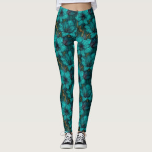 Legging Roupas Ativas para Mulheres Verde Azul Amaryllis P