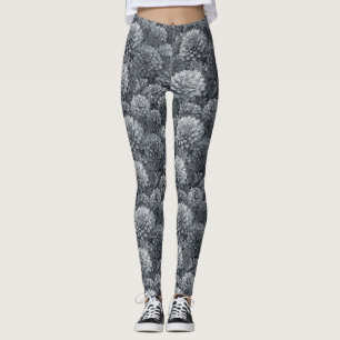 Legging Roupas Ativas Prateadas Dalias Brilham Roupas Fem