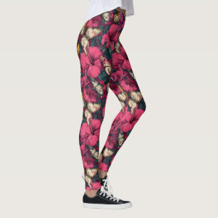 Legging Roupas com Acento de Camuflagem de Borboleta Elega