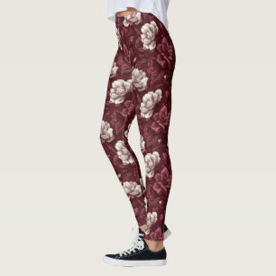 Legging Roupas de Acentuação de Jardínias Negras