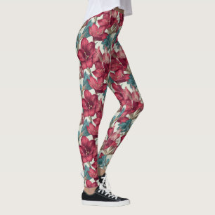 Legging Roupas de ginásio azul verde presente de amarílis