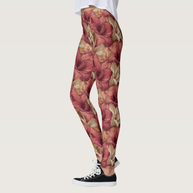 Legging Roupas de Ginásio Flor de Amarilis Temática Para M (Esquerda)