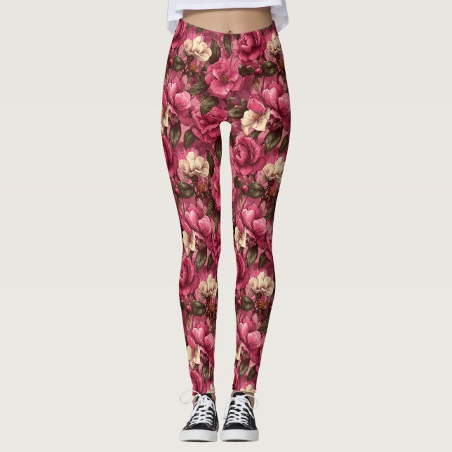 Legging Roupas de treino rosa com sapatilhas de jardim par (Frente)