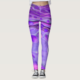 Legging Roxo Acrílico Rosa, Mármore de Pintura Fluida