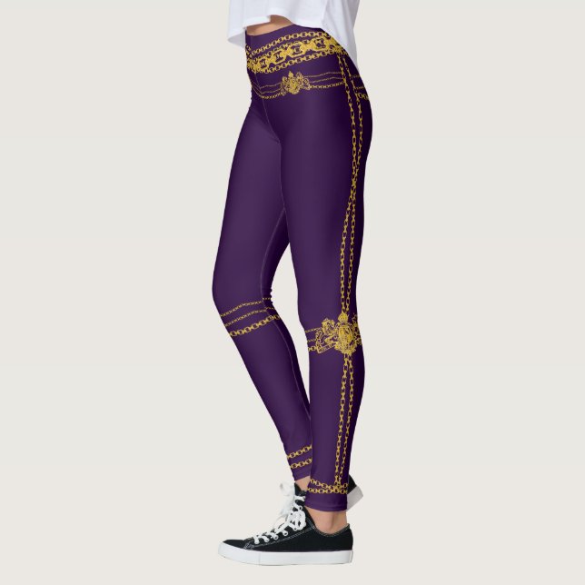 Legging Roxo Chain Dourado do emblema do leão da (Esquerda)