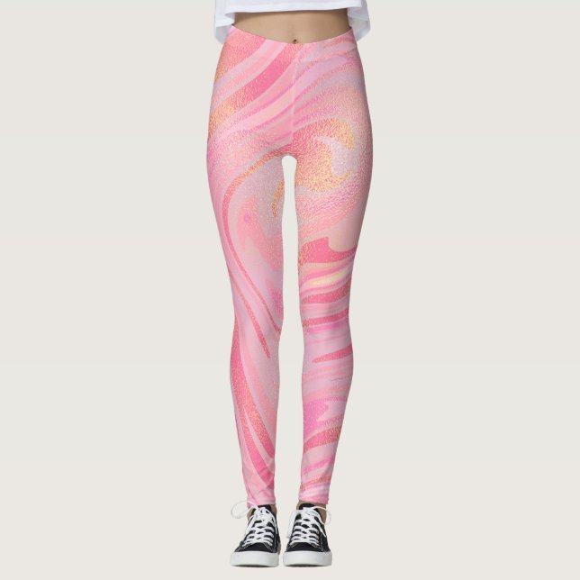 Legging Roxo Claro Roxo Escuro & Dourado Padrão de Redemoi (Frente)