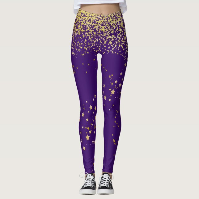 Legging Roxo com Leguminosas Douradas (Frente)
