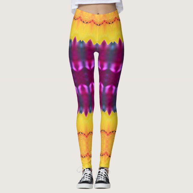 Legging Roxo De Plum Dourado E Turquesa (Frente)