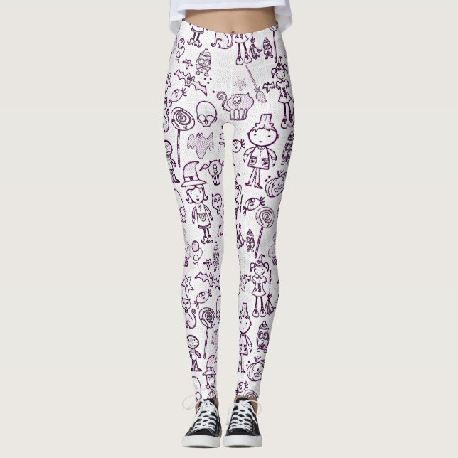 Legging Roxo Divertido Halloween (Frente)