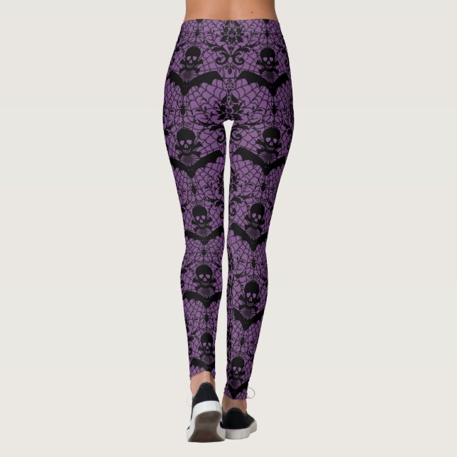 Legging Roxo do damasco do Dia das Bruxas (Verso)