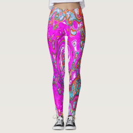 Legging Roxo e Laranja Groovy Abstrato Retro Espiral