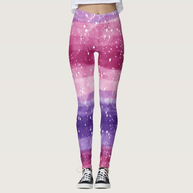 Legging Roxo e Manchado de Rosa  (Frente)
