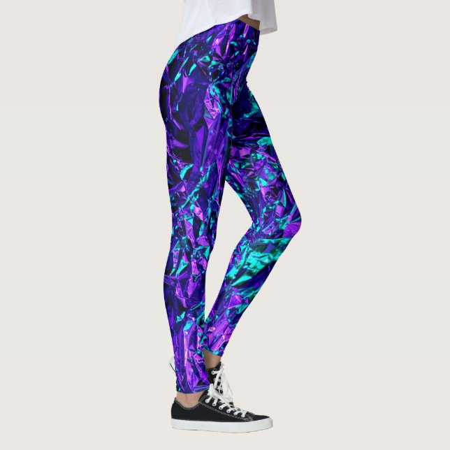Legging Roxo e Teal Metálico (Direita)