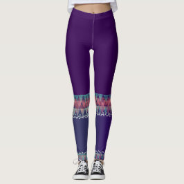 Legging Roxo Escuro com Design Aztec>Leggings Coloridas
