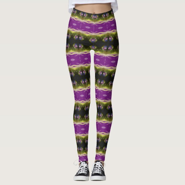 Legging Roxo Escuro e Verdes (Frente)