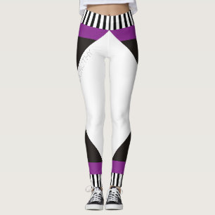 Legging Roxo moderno das listras preto e branco