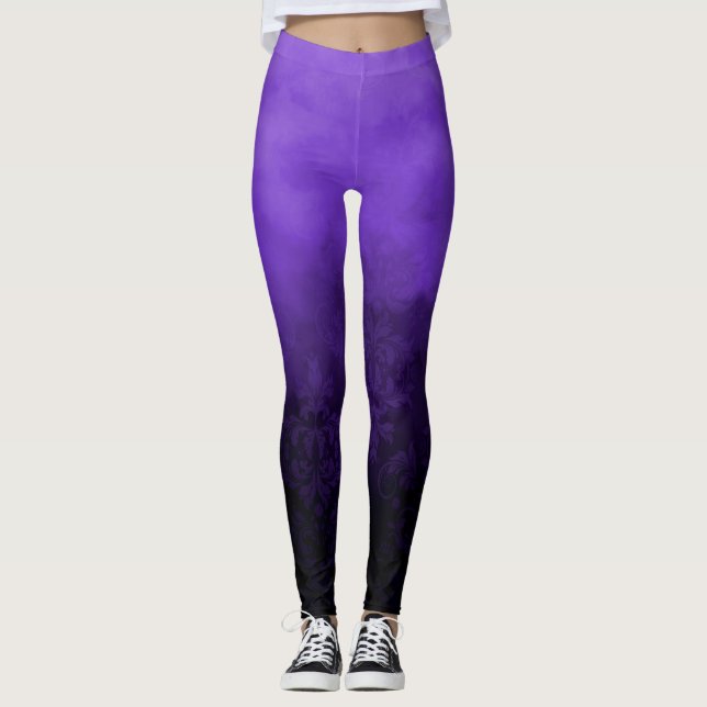 Legging Roxo Nebuloso Fumê Glam Damask Moda (Frente)