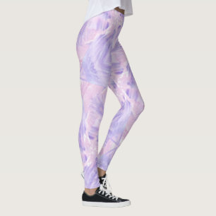 Legging Roxo Pastel e Rosa Abstrato Mármore Aquarela