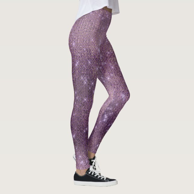 Legging Roxo Plum Dourado Diamante Metálico Esparcial (Direita)