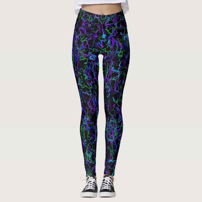 Legging Roxo, Preto, Azul e Verde (Frente)