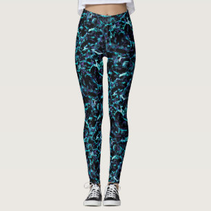 Legging Roxo Preto e Azul Elétrico Choque Azul Água