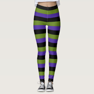 Legging Roxo Preto Verde Listras de Bruxa Halloween