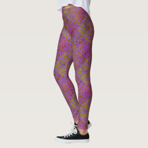 Legging Roxo, Rosa e Impressão Dourada em Mosaico Moderno