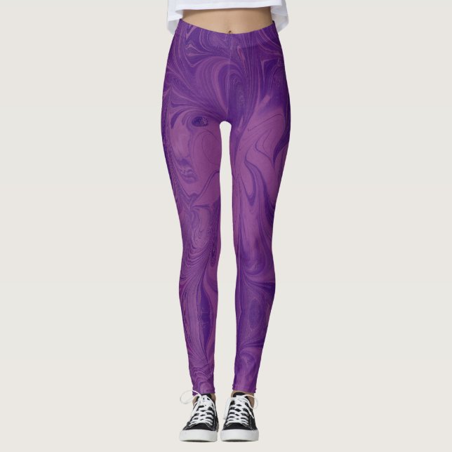 Legging Roxo silenciado caneleiras marmoreadas (Frente)