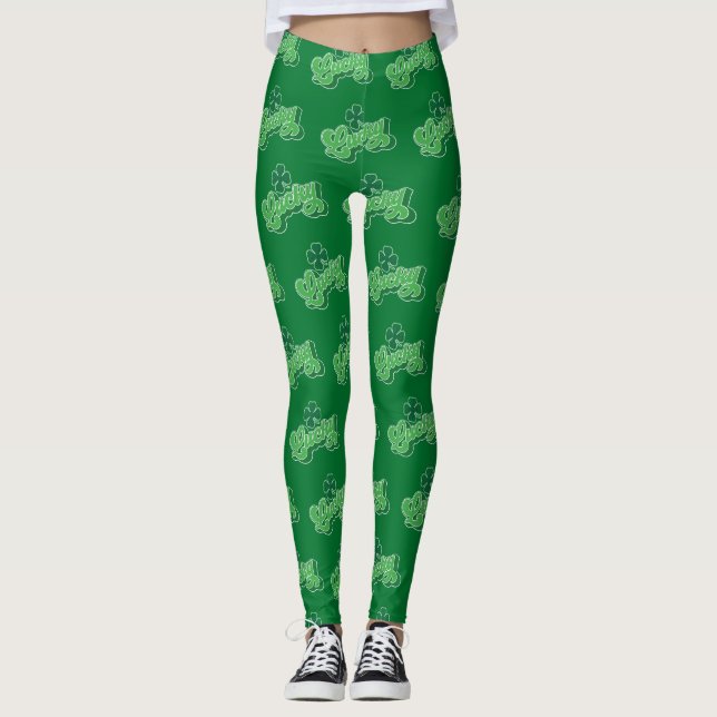 Legging Rua de Folha de Véu Verde, Dia de Patrick (Frente)