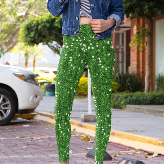 Legging Rua de Glitter Verde, Dia de Patrick (Criador carregado)
