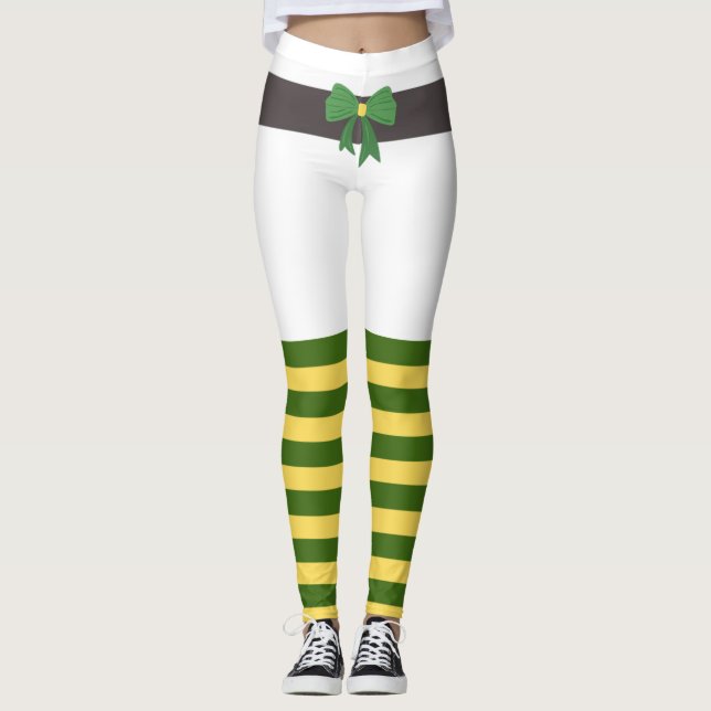 Legging Rua de Meias de Leprechaun Verde Sortudo. Dia de P (Frente)