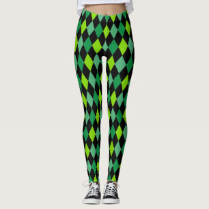 Legging Rua, Dia de Patrick, Diversão Verde do Padrão Negr