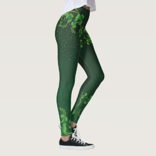 Legging Rua. Dia de Patrick, Shamrock Verde Vine Irish Par