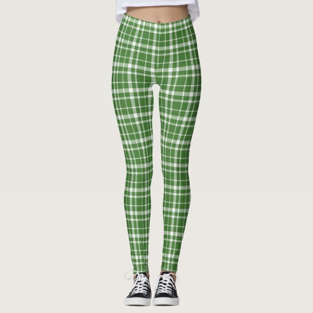 Legging Rua. Dia dos Patrícios, Xadrez Verde e Branca (Frente)