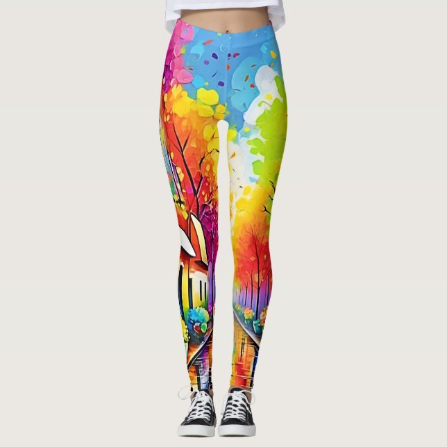 Legging Rua do Arco-íris: Cidade Vibrante (Frente)