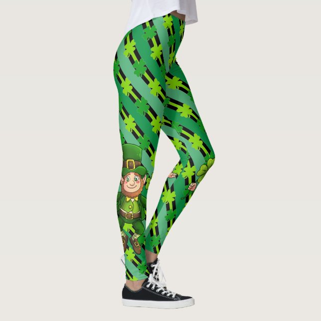 Legging Rua do dia de Patrick Leprechaun Shamrock Green Bl (Direita)