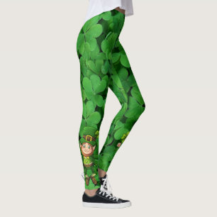 Legging Rua, o dia de Patrick, "Green Clover Dancing Lepre