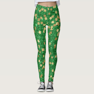 Legging Rua Patrick Green Dourado Clover Shamrock Confetti