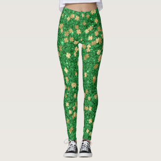 Legging Rua Patrick Green Dourado Clover Shamrock Confetti