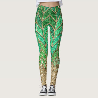 Legging Rua Patrick Green Gradient Sparkle Glitter Dourado
