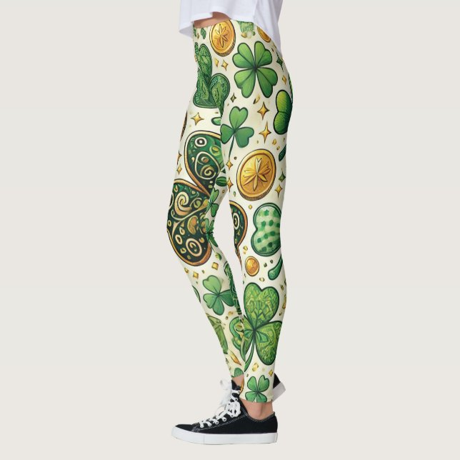 Legging Rua, Shamrock do Dia de Patrick e mulheres Dourada (Esquerda)
