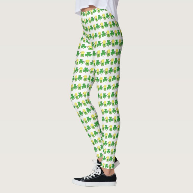Legging Rua, Shamrock do dia de Patrick, Lucky Green Beer (Esquerda)