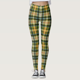 Legging Rua verde de laranja Vintage Padrão de xadrez Patr