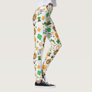 Legging Ruas bonitas, o Irlandês do Dia do Paddy.