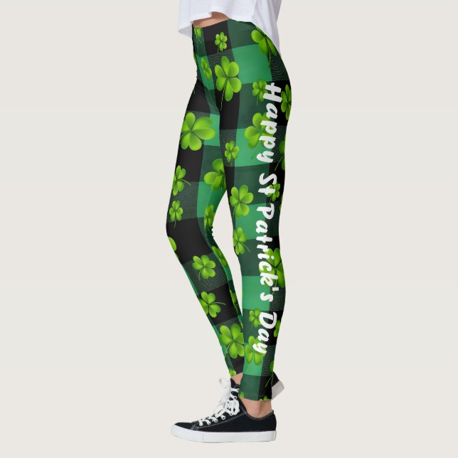 Legging Ruas personalizáveis, Shamrock do Dia de Patrick (Esquerda)