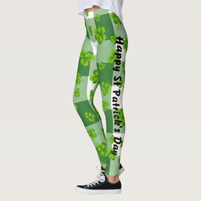Legging Ruas personalizáveis, Shamrock do Dia de Patrick (Esquerda)