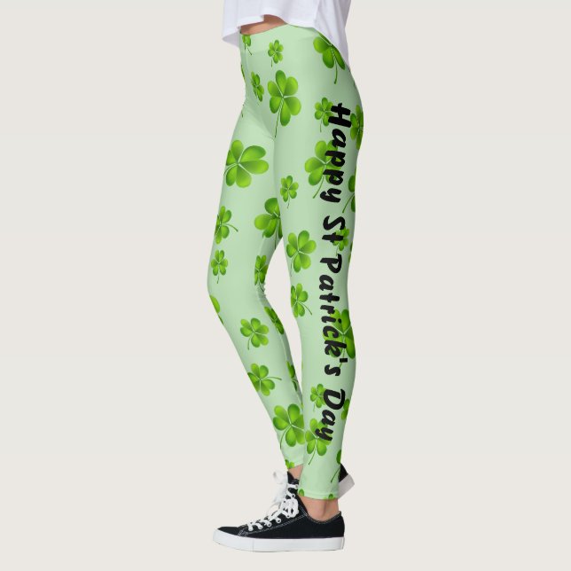 Legging Ruas personalizáveis, Shamrock do Dia de Patrick (Esquerda)