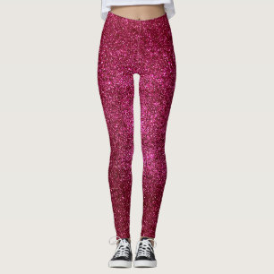 Legging Ruby Red and Black Glitter Hot Pink Sparkles Yoga