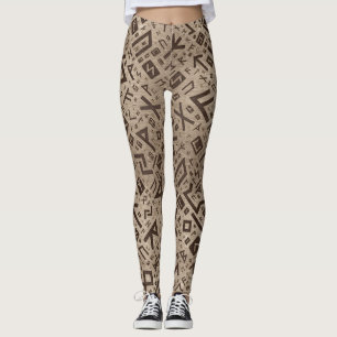 Legging Runes mais velhos - ouro do teste padrão de