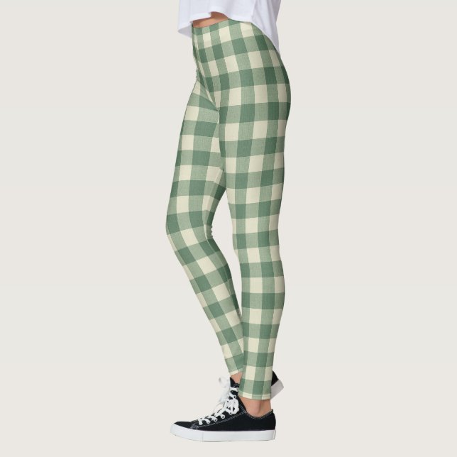 Legging Rustic Green Gingham Moderno Natal (Esquerda)